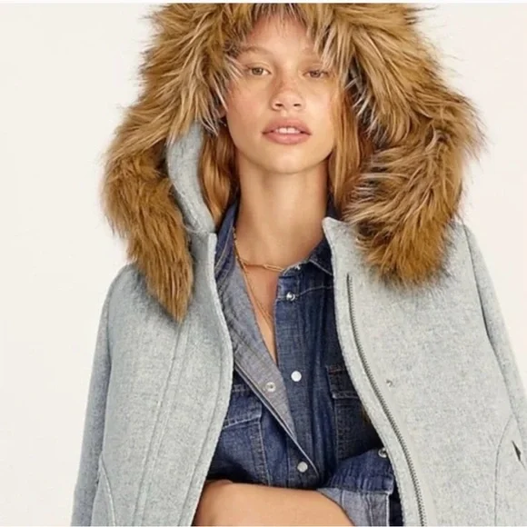 J. Crew Chateau parka in Italian stadium-cloth wool 14 Tall coat jacket - Picture 2 of 7